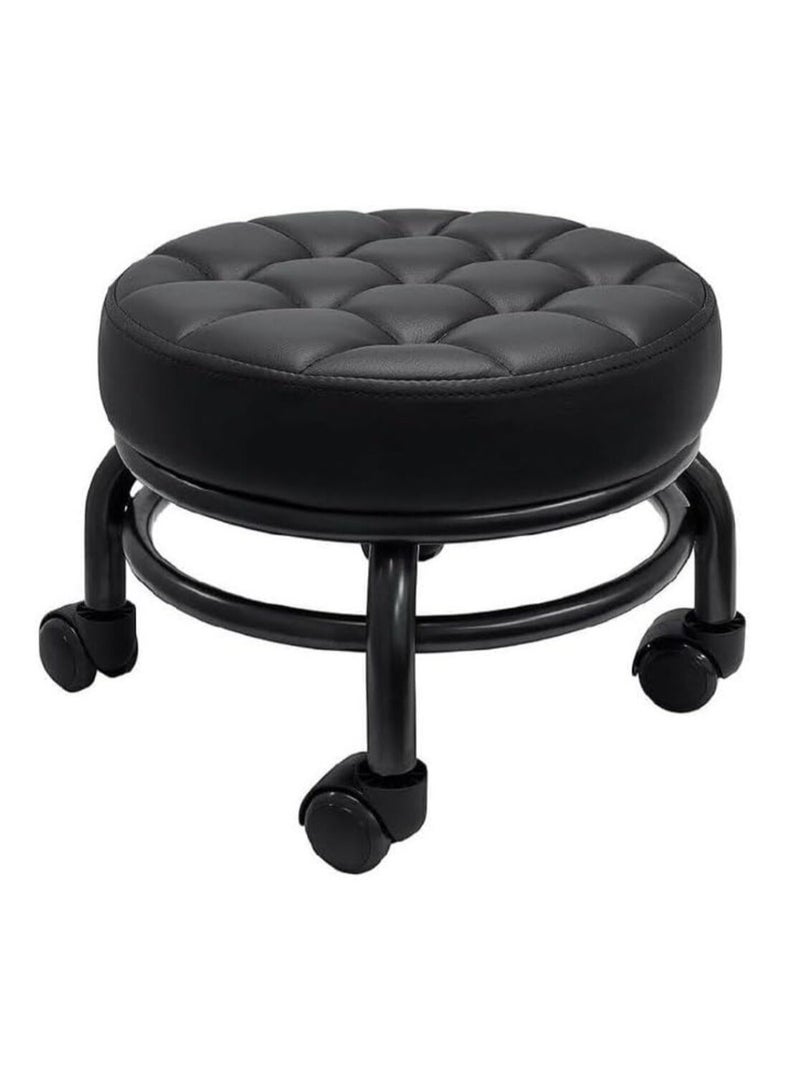 Rotatable Swivel Saddle Stool, 360° Rolling Adjustable Round Rolling Stool with Wheels
