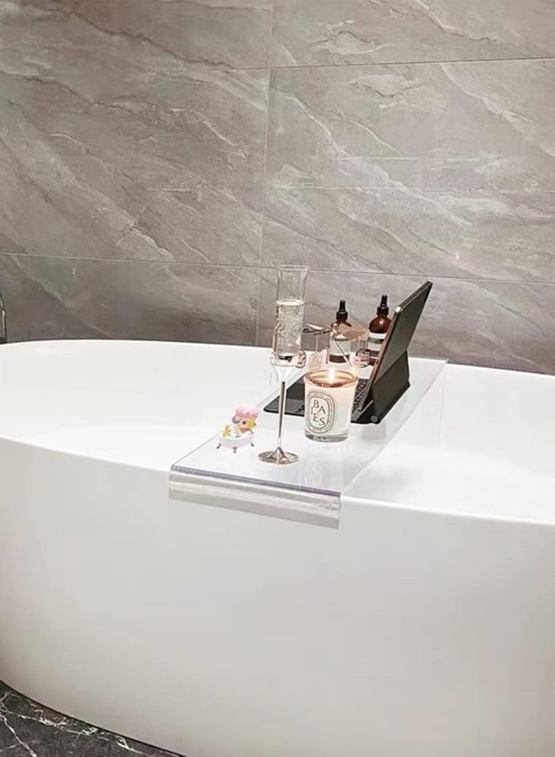 Acrylic Bathtub Caddy Tray, Acrylic Bath Trays, Bedroom Kitchen Coffee Table Decorative Serving Tray, Perfume Cosmetic Vanity Storage Countertop Organizer (Color : Clear, Size : 75x25CM)