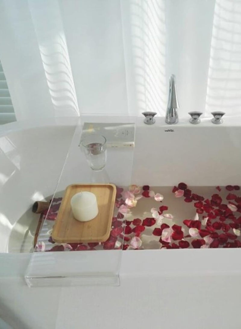 Acrylic Bathtub Caddy Tray, Acrylic Bath Trays, Bedroom Kitchen Coffee Table Decorative Serving Tray, Perfume Cosmetic Vanity Storage Countertop Organizer (Color : Clear, Size : 75x25CM)