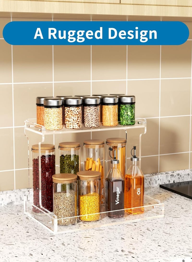 2-Tier Bathroom Counter Organizer, Acrylic Bathroom Countertop Organizer, Clear Bathroom Organizer Shelf, Vanity Tray Cosmetic Skincare Home Storage Organization for Bathroom, Kitchen, Bedroom