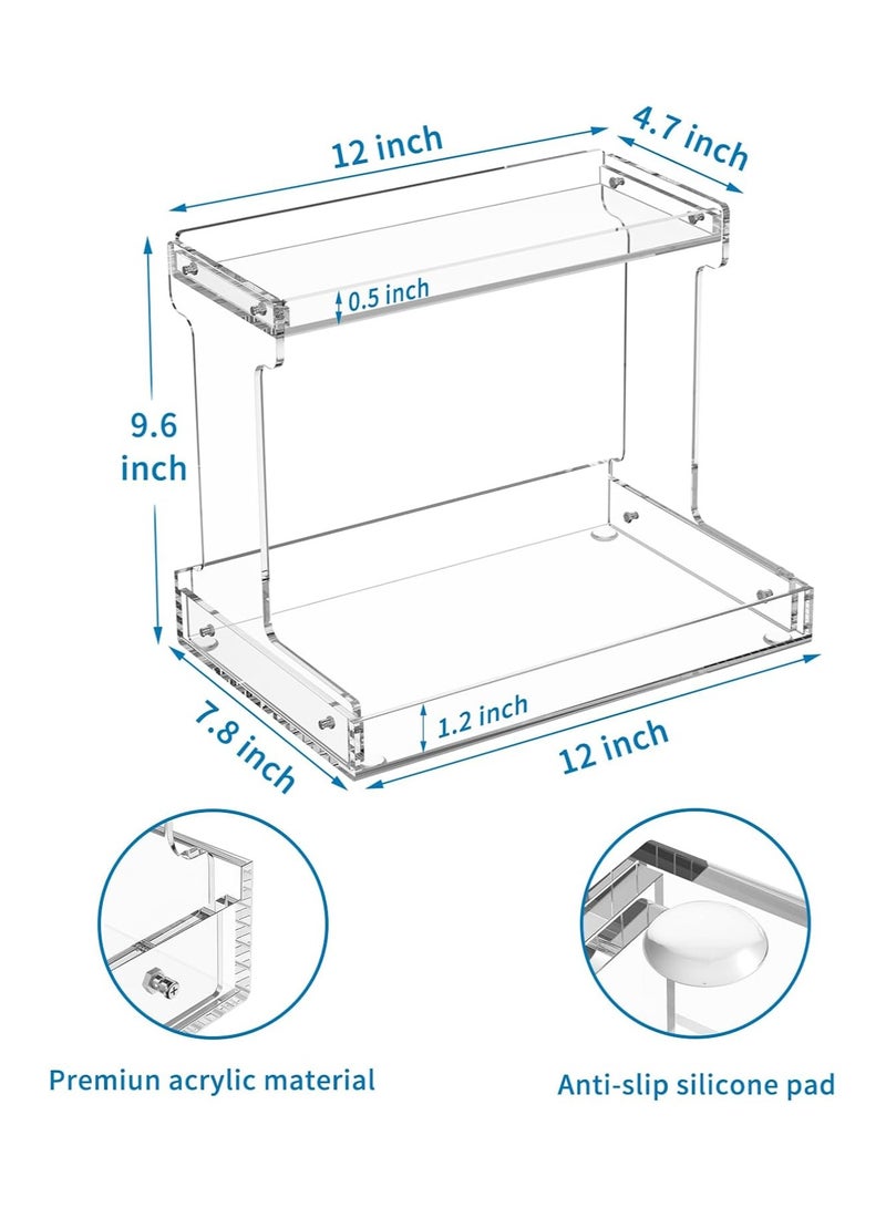 2-Tier Bathroom Counter Organizer, Acrylic Bathroom Countertop Organizer, Clear Bathroom Organizer Shelf, Vanity Tray Cosmetic Skincare Home Storage Organization for Bathroom, Kitchen, Bedroom