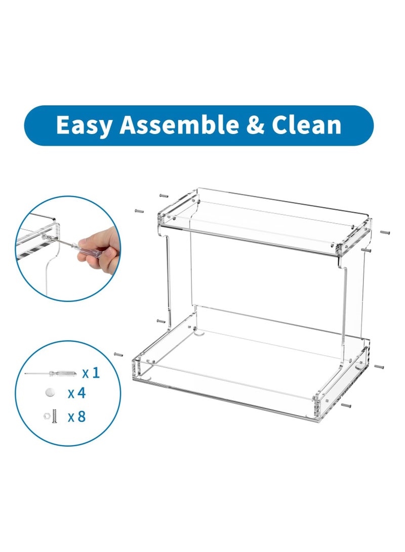 2-Tier Bathroom Counter Organizer, Acrylic Bathroom Countertop Organizer, Clear Bathroom Organizer Shelf, Vanity Tray Cosmetic Skincare Home Storage Organization for Bathroom, Kitchen, Bedroom