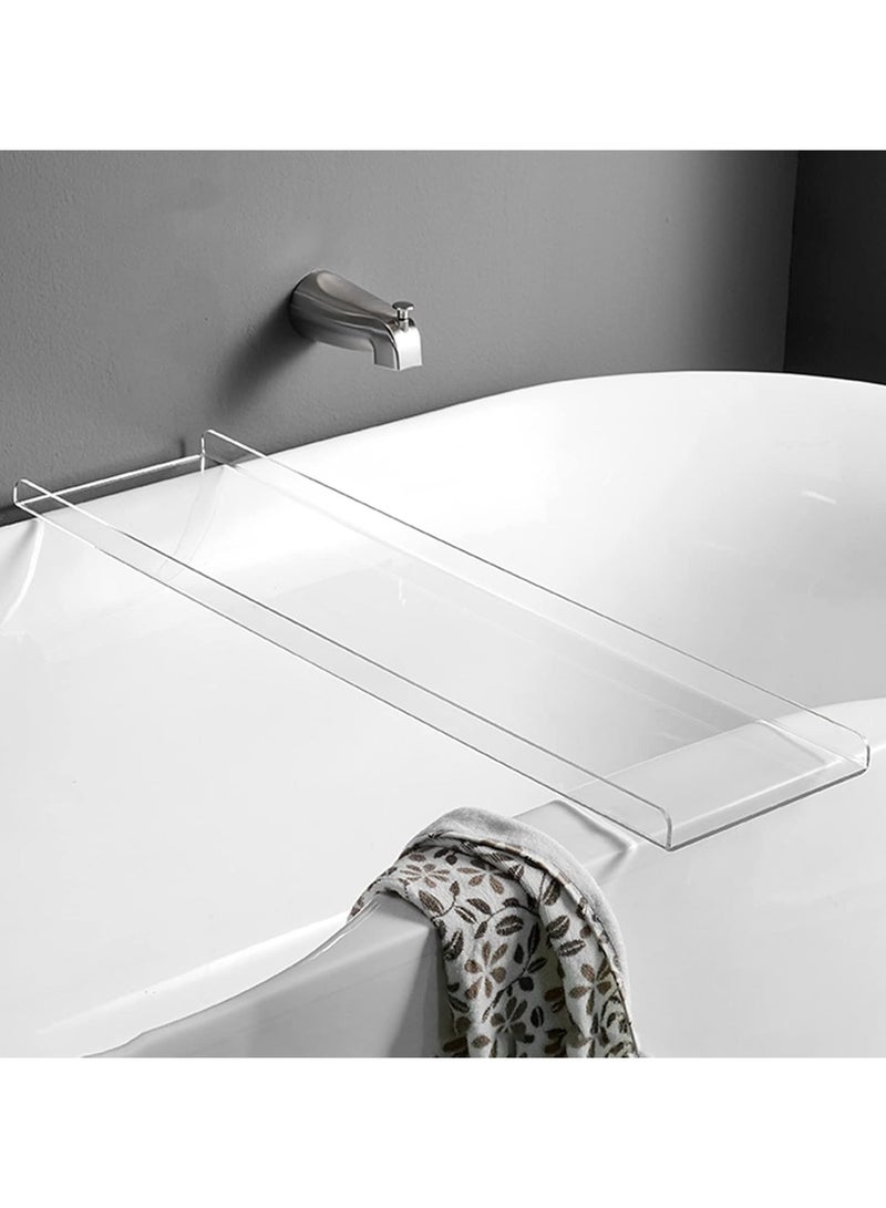 Acrylic Bathtub Caddy Tray - Clear Acrylic Serving Tray, Spill-Proof Tidy Countertop Organizer, Cosmetics, Perfume, Coffee, Mirror Storage Shelf, Bath Vanity Serve Tray