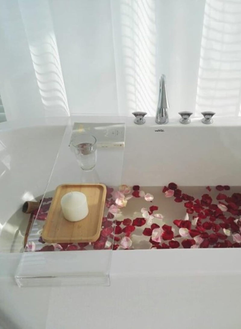 Acrylic Bathtub Caddy Tray, Acrylic Bath Trays, Bedroom Kitchen Coffee Table Decorative Serving Tray, Perfume Cosmetic Vanity Storage Countertop Organizer (Color : Clear, Size : 70x20CM)