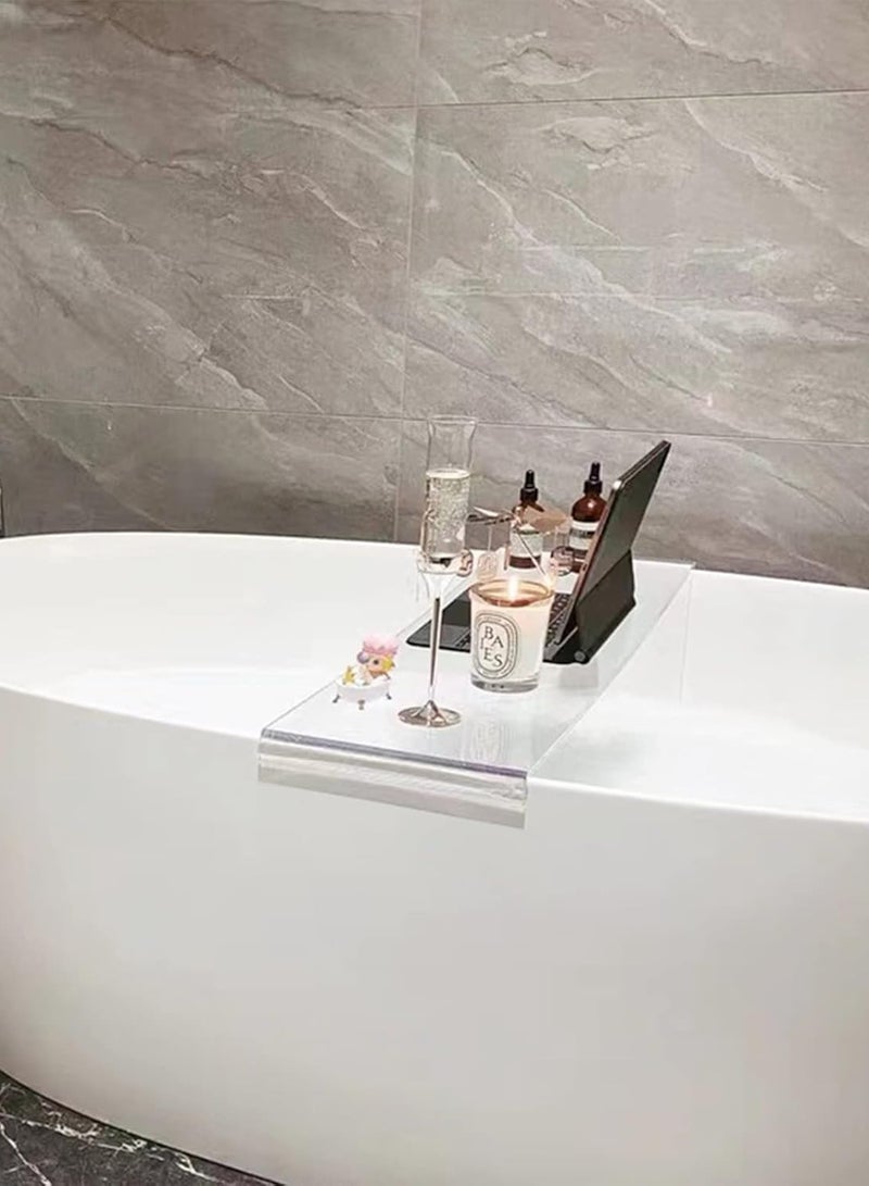 Acrylic Bathtub Caddy Tray, Acrylic Bath Trays, Bedroom Kitchen Coffee Table Decorative Serving Tray, Perfume Cosmetic Vanity Storage Countertop Organizer (Color : Clear, Size : 70x20CM)