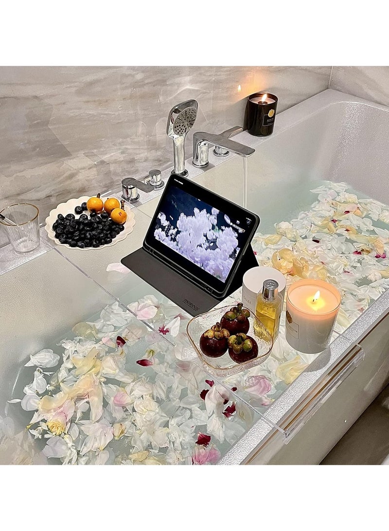 Acrylic Bathtub Caddy Tray, Acrylic Bath Trays, Bedroom Kitchen Coffee Table Decorative Serving Tray, Perfume Cosmetic Vanity Storage Countertop Organizer (Color : Clear, Size : 80x25CM)