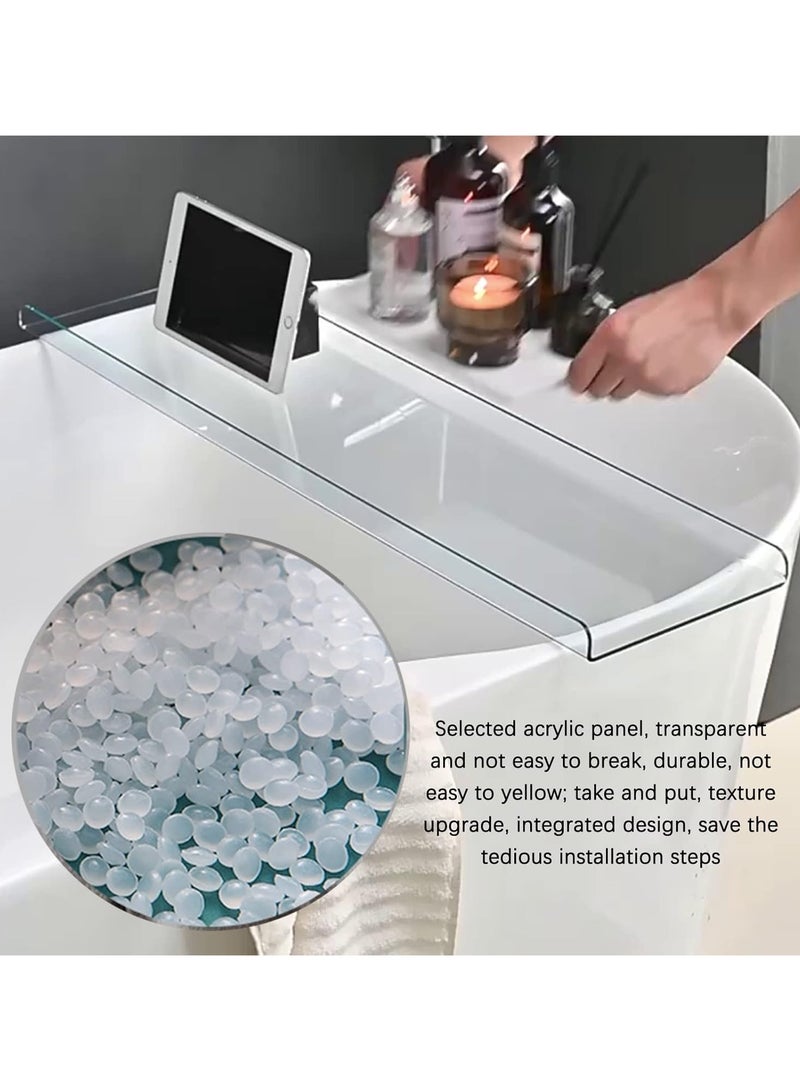 Acrylic Bathtub Caddy Tray - Rectangular Clear Acrylic Serving Tray, Modern Minimalist Organizer for Bedside, Bathroom, Cosmetics, Jewelry, Toiletries Storage Countertop