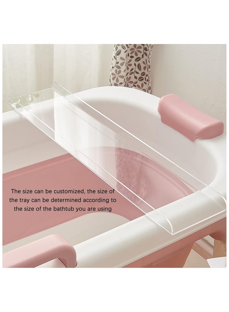 Acrylic Bathtub Caddy Tray - Rectangular Clear Acrylic Serving Tray, Modern Minimalist Organizer for Bedside, Bathroom, Cosmetics, Jewelry, Toiletries Storage Countertop