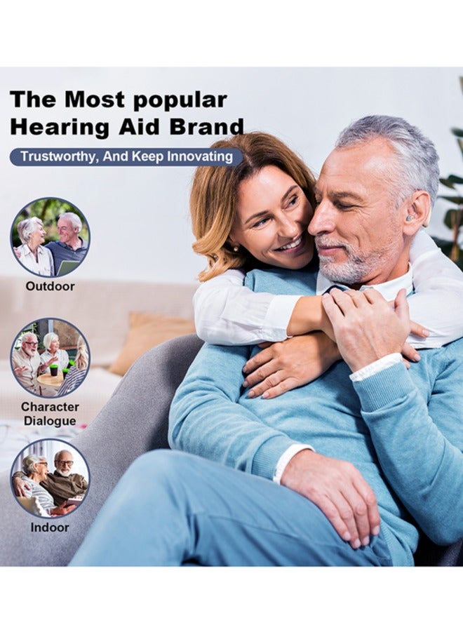 Hearing Aids Rechargeable with Noise Reduction, Digital Hearing Aids for Seniors Hearing Amplifier for Hearing Loss, Invisible Hearing Aid Ear Sound Amplifier Hearing Devices Assist (Beige)