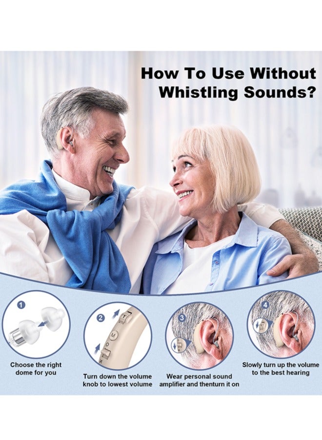 Hearing Aids Rechargeable with Noise Reduction, Digital Hearing Aids for Seniors Hearing Amplifier for Hearing Loss, Invisible Hearing Aid Ear Sound Amplifier Hearing Devices Assist (Beige)