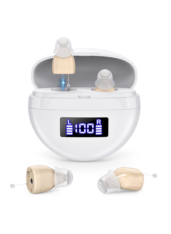 Rechargeable Hearing Aids for Seniors & Adults, Noise-Cancelling, In-Ear Digital Amplifier with Charging Case