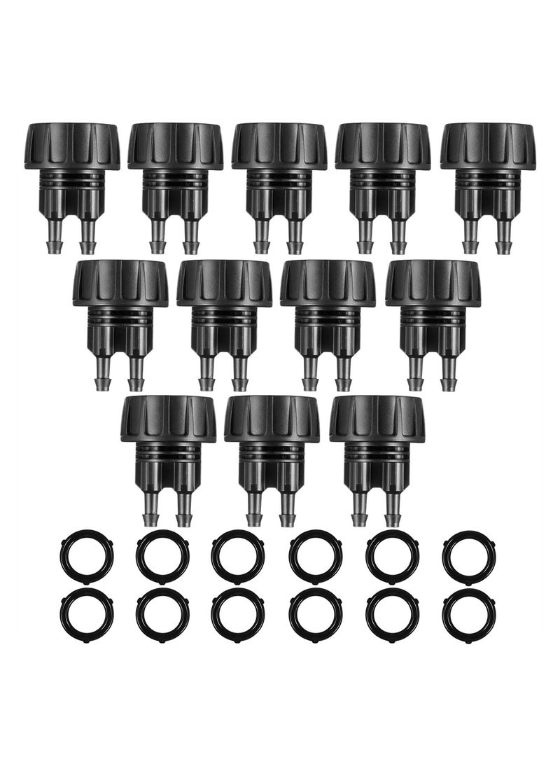 12pcs 14 Inch Drip Irrigation Hose Connectors for Garden Faucet Adapter Converts 34 to 14 Drip Hose with 12 Washers Ideal for Efficient Garden Irrigation