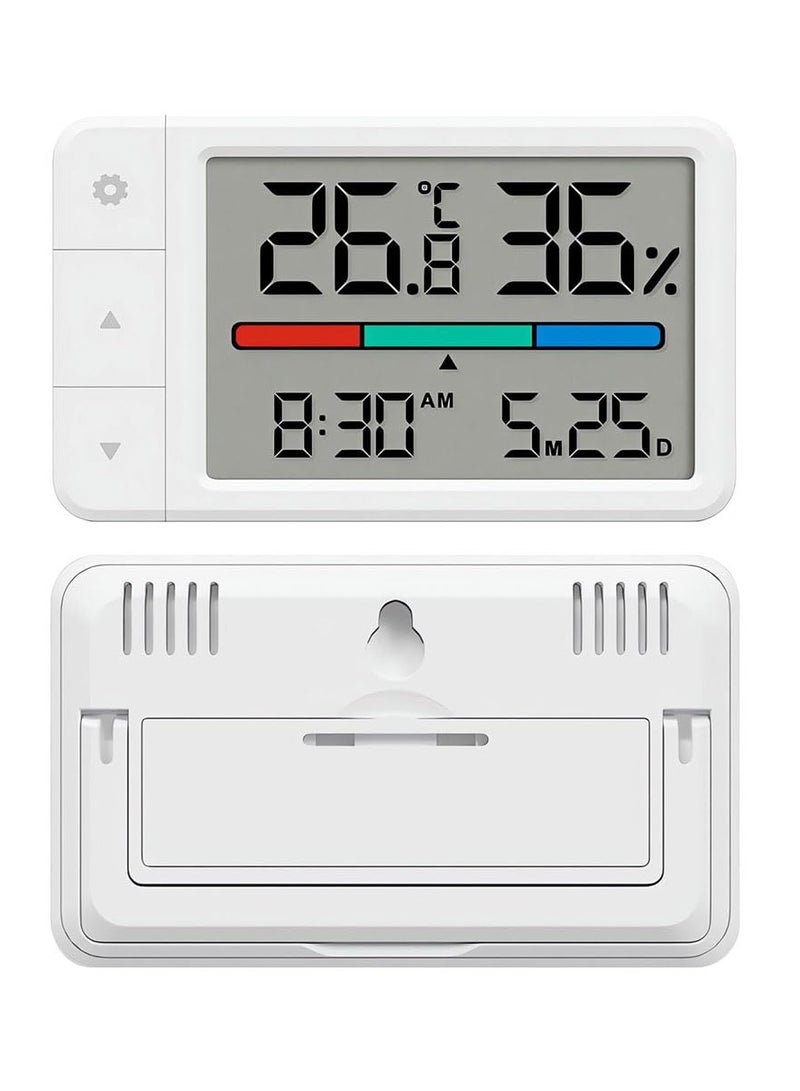 Mini Digital Hygrometer Indoor Thermometer, Temperature and Humidity Gauge with Date & Time for Humidors Garden Cellar Baby Room