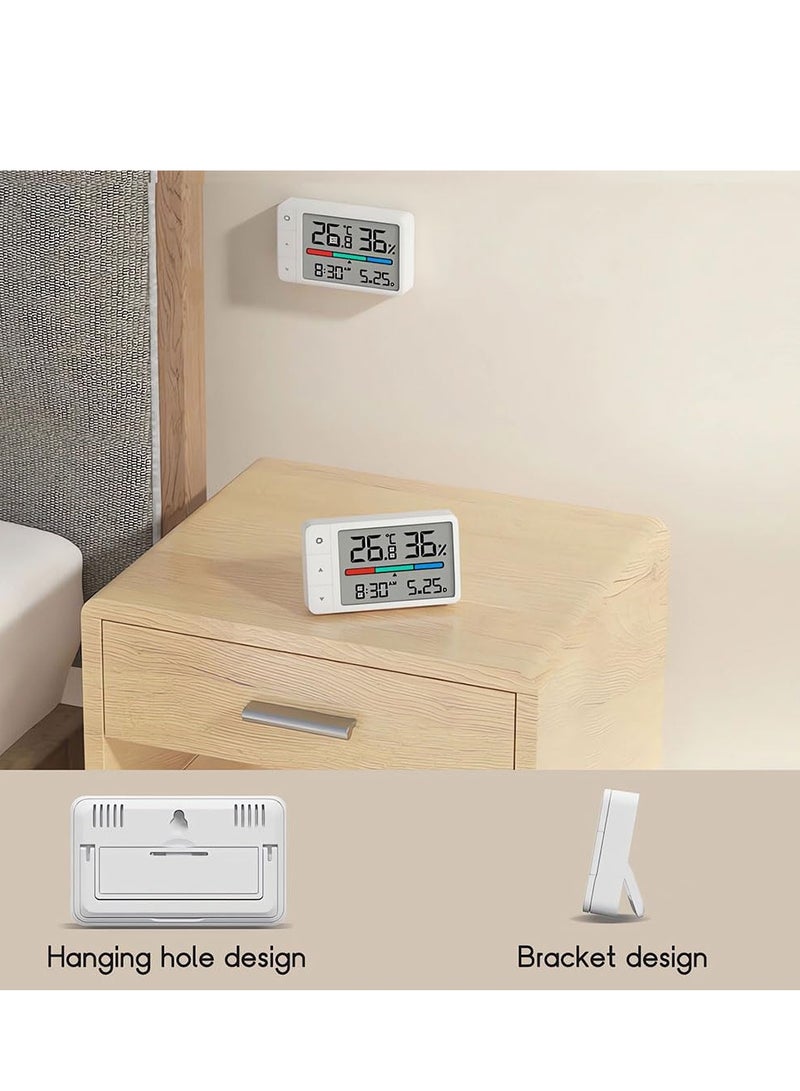 Mini Digital Hygrometer Indoor Thermometer, Temperature and Humidity Gauge with Date & Time for Humidors Garden Cellar Baby Room
