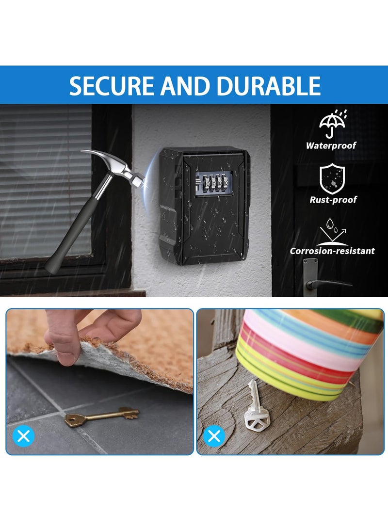 Large Capacity Key Lock Box, Sturdy Waterproof Wall Mount Security Lockbox for House, Garage, Office, Warehouse, Outdoor Key Hider with Code, Secure Storage for Keys