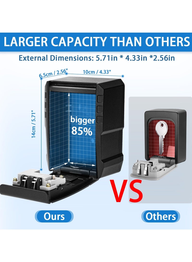 Large Capacity Key Lock Box, Sturdy Waterproof Wall Mount Security Lockbox for House, Garage, Office, Warehouse, Outdoor Key Hider with Code, Secure Storage for Keys