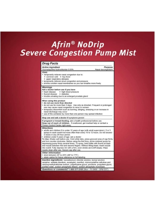 2 Pack Combo No Drip Severe Congestion 12 Hours Relief Nasal Decongestant Bottle Of 2/3 Oz