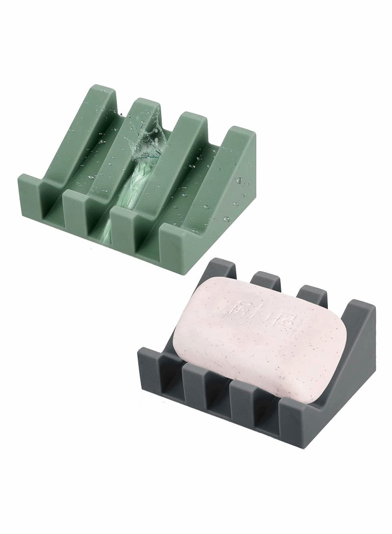 2 Pack Soap Dishes Holder with Drain Soap Saver for Kitchen Camping Gym Bathroom Accessories