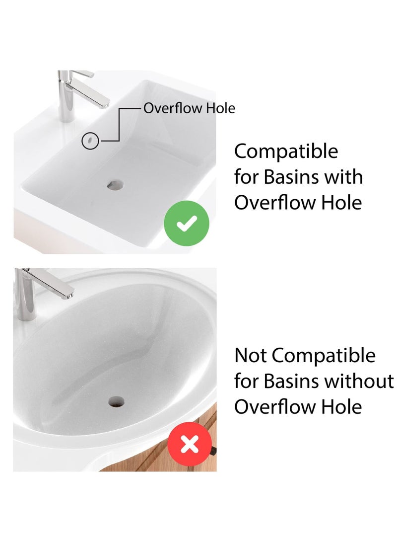 Slotted Pop Up Sink Plug in Chrome Finish, Strainer Accessories Basin Sink Waste, Modern Bathroom Sink Waste Plug with Overflows