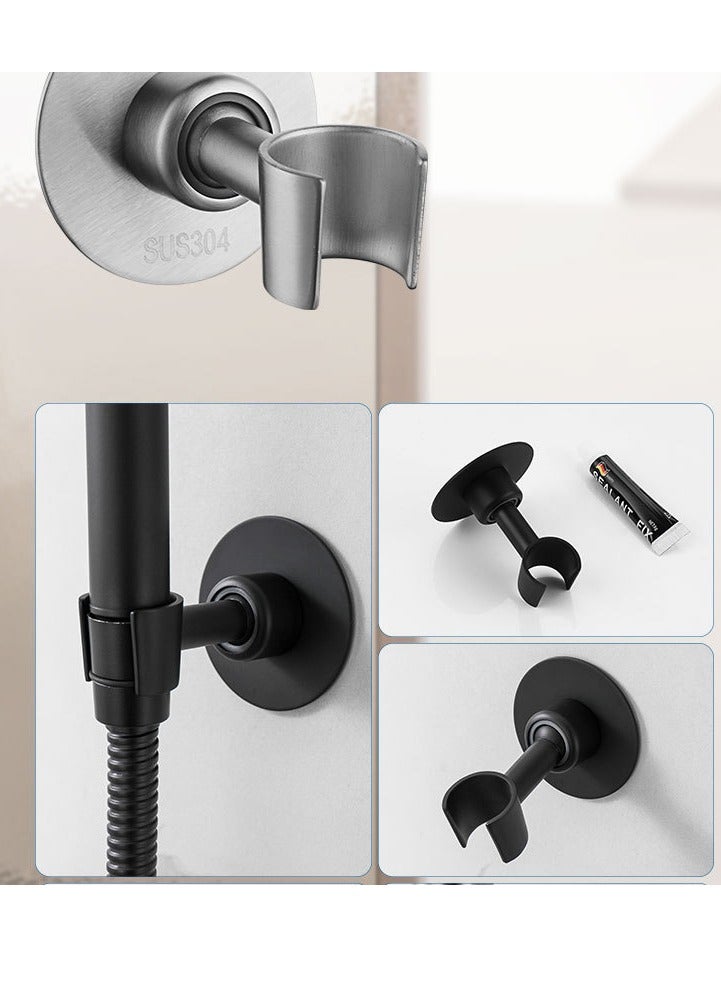 Shower Head Holder Wall Mount 360° Adjustable Handheld Shower Head Bracket Holder Waterproof and Moisture-Proof Nail-free Super Load-bearing SUS304 Stainless Steel Matte Black