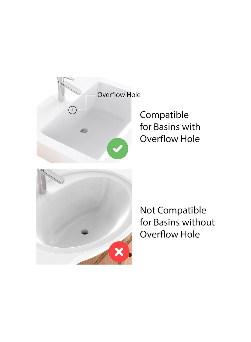 Slotted Pop Up Sink Plug in Chrome Finish, Strainer Accessories Basin Sink Waste, Modern Bathroom Sink Waste Plug with Overflows