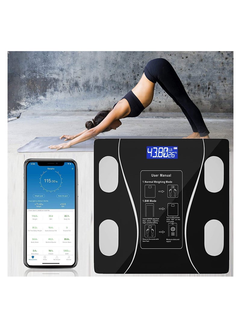 Smart High Accurate Digital Scale For Body Weight And Fat  Bluetooth Electronic Body Composition Monitor For BMI Heart Rate Analyzer Sync With Fitness App