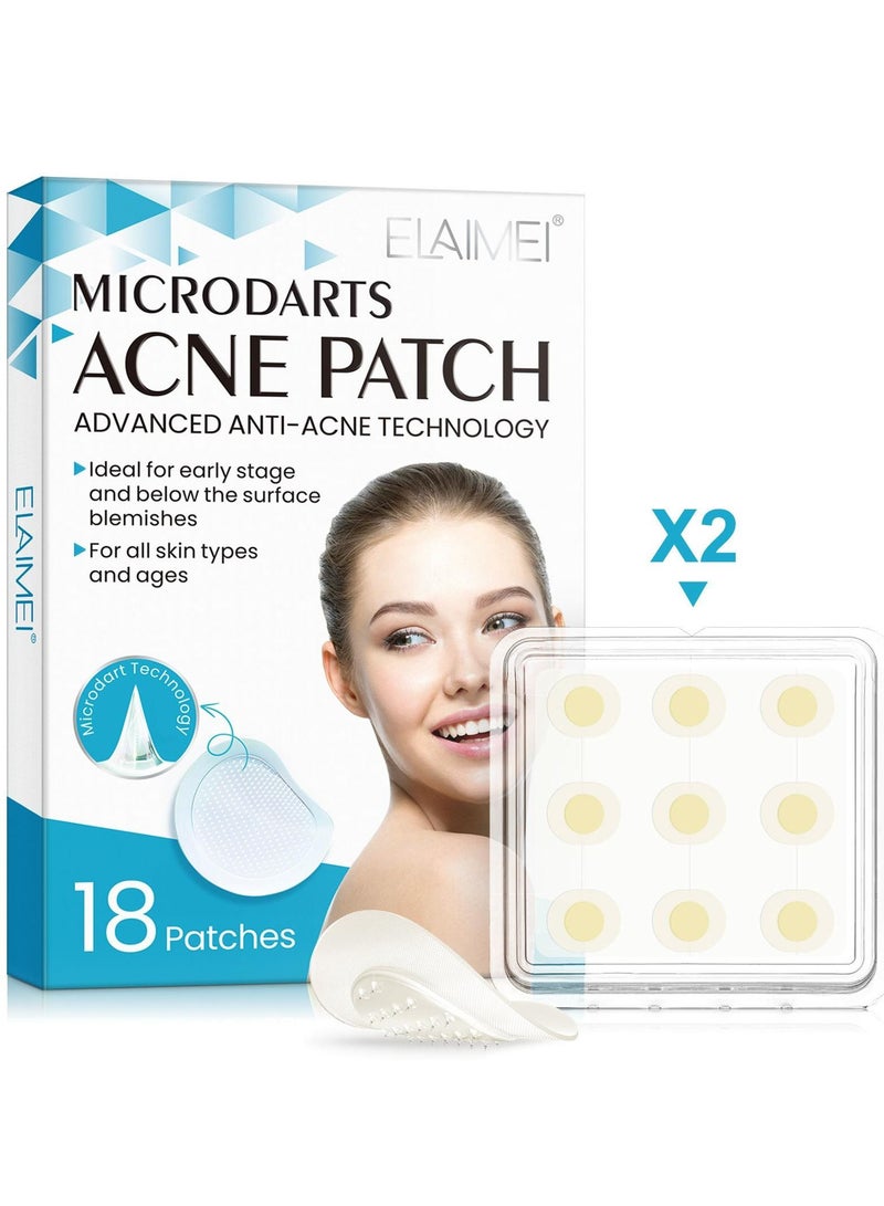 18Pcs Microdarts Patches Acne Pimple Patch Fast Acting Anti Acne Hydrocolloid Pimple Patches Acne Spot Healing Blemish Patch Zit Patches for Face Blemish Advanced Anti Acne Stickers