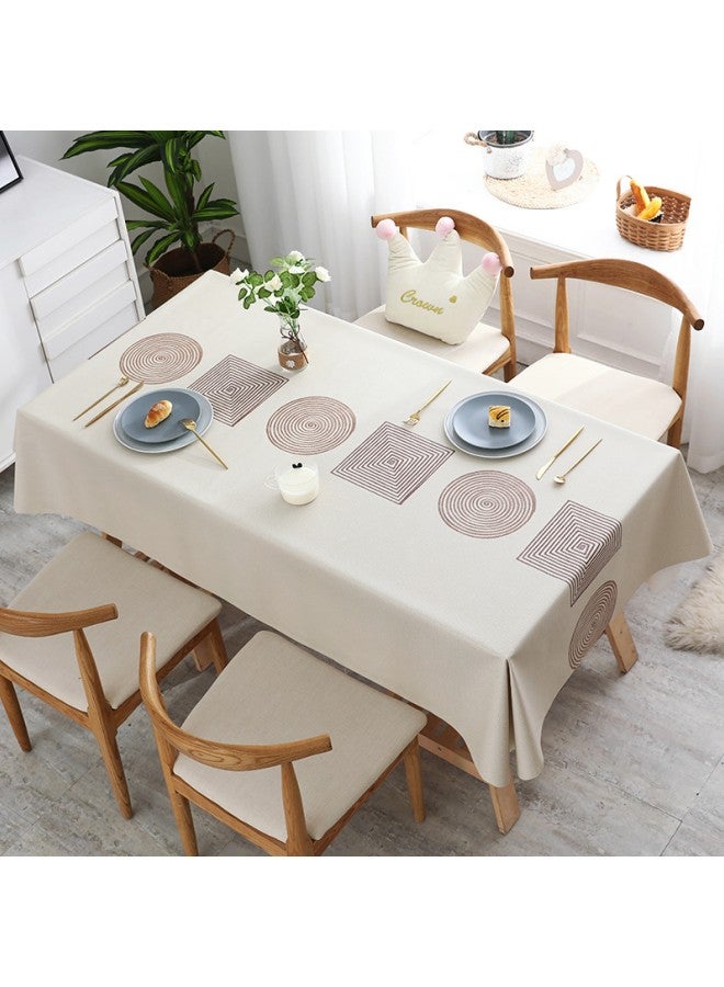 140 x 180 cm PVC Tablecloth for Dining Table, Natural Drooping Anti-wrinkle Tablecloth Cover, Rectangular Table Decoration for Kitchen Banquet (Off-white)