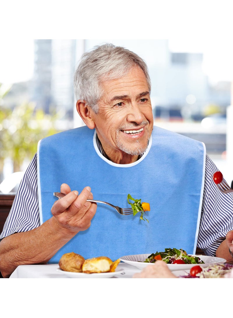 3 Pack Adult The Eldly Bib with Snaps, Reusable Adult Bib for Eating, Washable Dining Bibs for Elderly, Clothing Protector for Elderly Men Women and Disabled