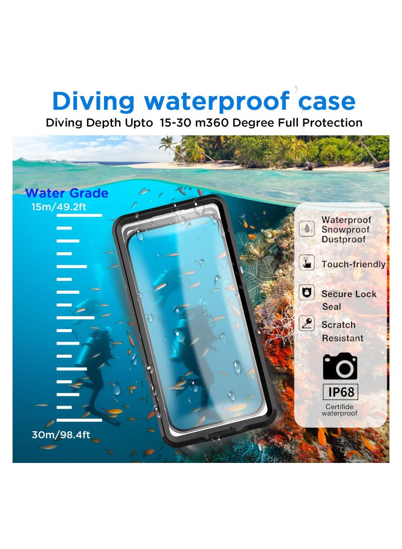 AICase Waterproof Phone Case, Universal Self-Check Function, Underwater Pouch Dry Bag, Beach Travel Essentials Tech Gadgets for iPhone 15 14 13 11 12/Samsung S24/LG, Google/Xiaomi/Motorola Black