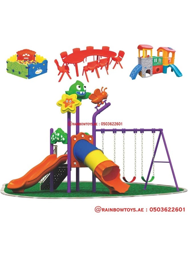 Rainbow Toys Outdoor Games Set for Kids, Playset include Swing, Slide and More. Play-Ground Toys Area Size 650x430x330cm