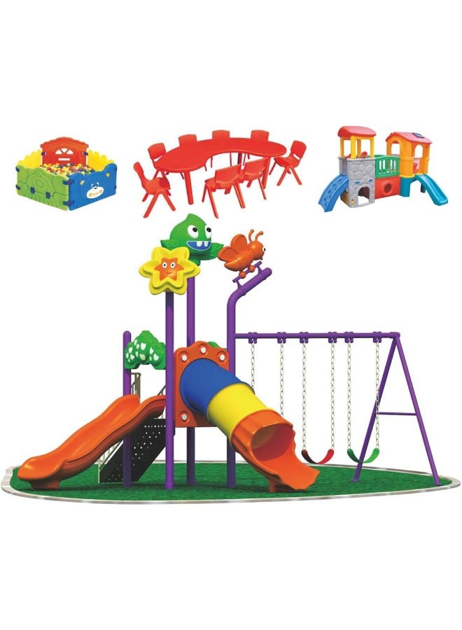 Rainbow Toys Outdoor Games Set for Kids, Playset include Swing, Slide and More. Play-Ground Toys Area Size 650x430x330cm