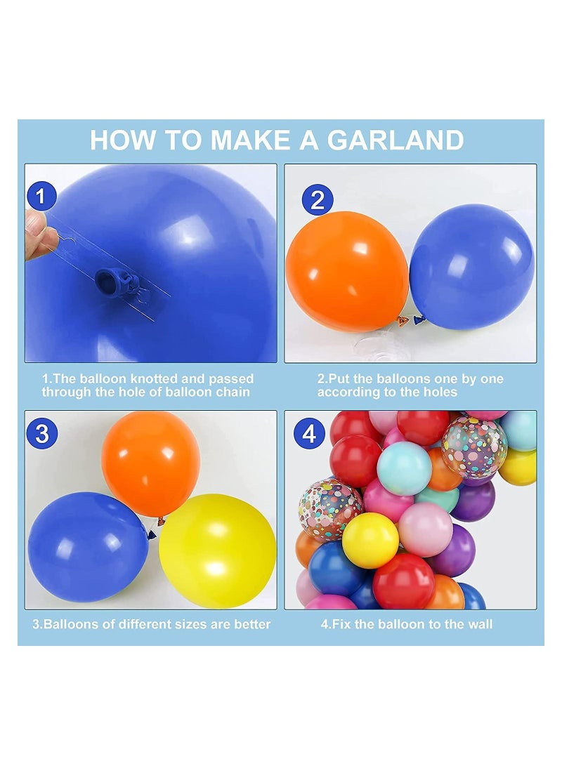 Balloons Arch Kit Multicolor Blue Red Yellow Purple Green Orange Latex for Birthday Decoration Party Supplies Wedding Anniversary Baby Shower Carnival and Circus Theme (99 pcs)