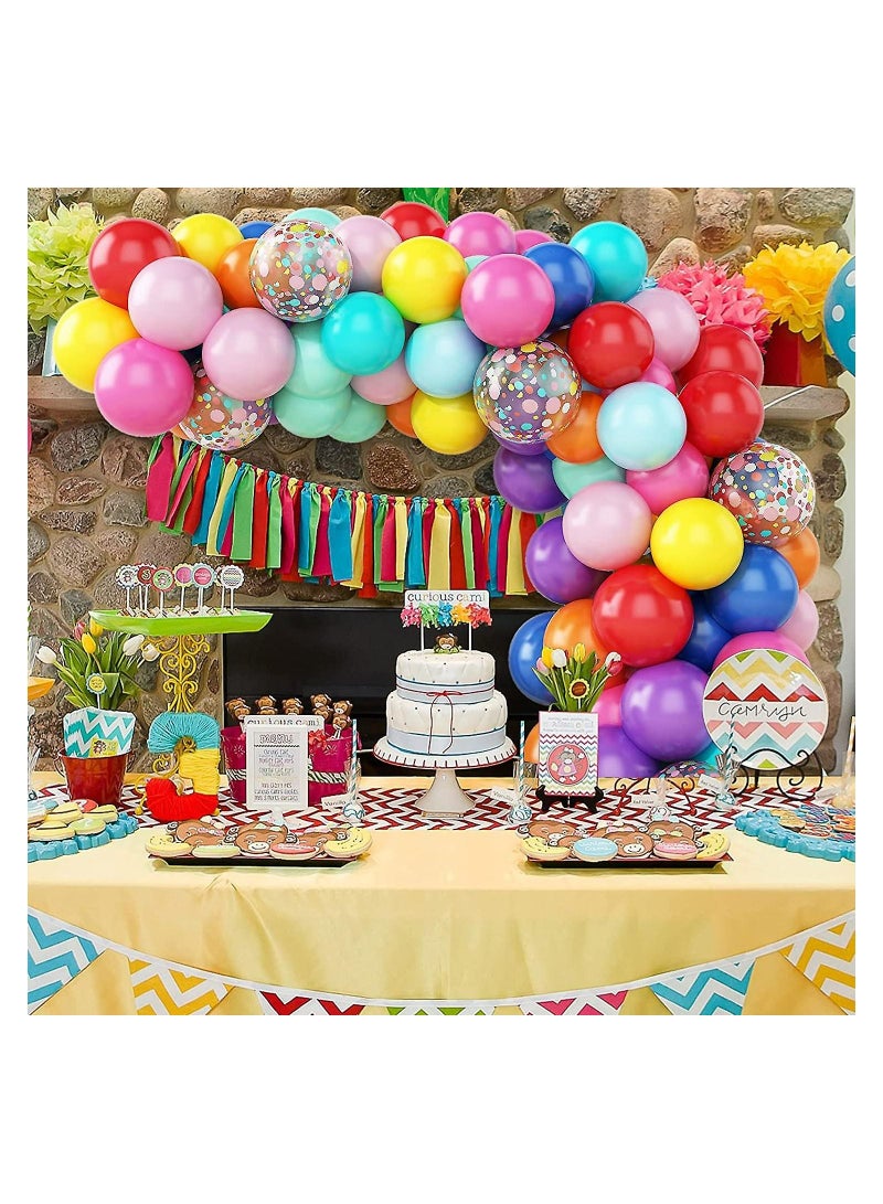 Balloons Arch Kit Multicolor Blue Red Yellow Purple Green Orange Latex for Birthday Decoration Party Supplies Wedding Anniversary Baby Shower Carnival and Circus Theme (99 pcs)