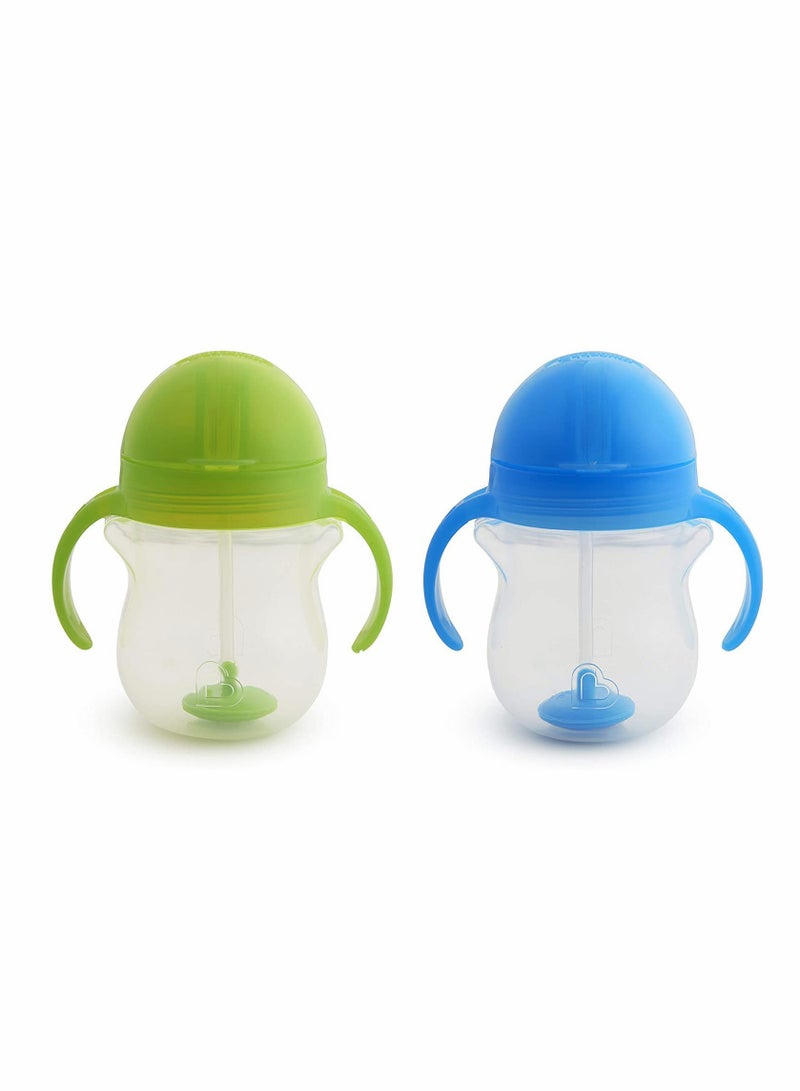 2 Pack Baby Sippy Cup with Click Lock Weighted Straw and Handles 7 Ounce BPA Free Spill Proof for Ages 6 Months and Up