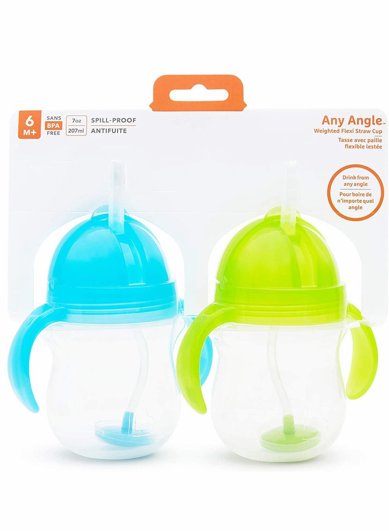 2 Pack Baby Sippy Cup with Click Lock Weighted Straw and Handles 7 Ounce BPA Free Spill Proof for Ages 6 Months and Up