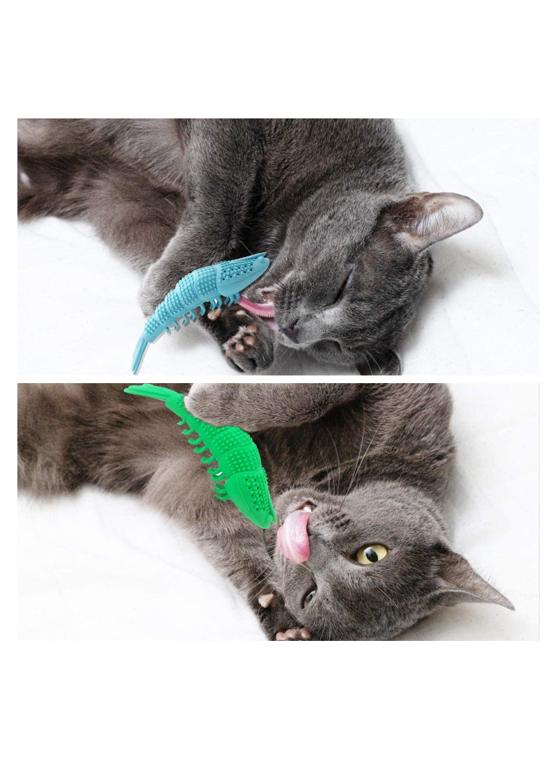 Cat Catnip Dental Toy Interactive Toothbrush Chew Treat Natural Rubber Bite Resistance Lobster Shape Toys Tooth Cleaning Durable for Pet Kitten Kitty 2 Pack