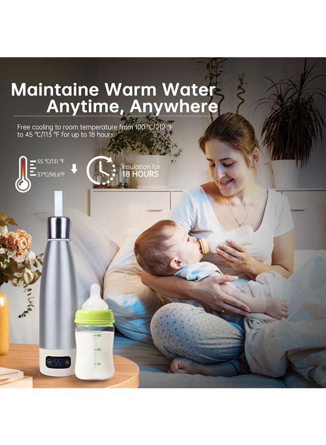 Portable Milk Warmer For Baby Formula, Water, Breastmilk, 18Hrs Constant Warming With Precise Temp Display, 12Oz