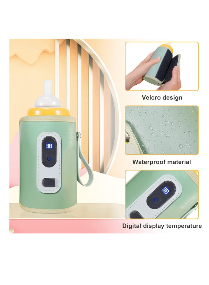 Bottle Warmer Cover, Baby Bottle Heater, USB Bottle Warmer Bag, Portable Baby Bottle Food Warmer, with 5 Levels of Temperature Adjustment, Travel Smart Insulation Milk Bottle Cover Bag