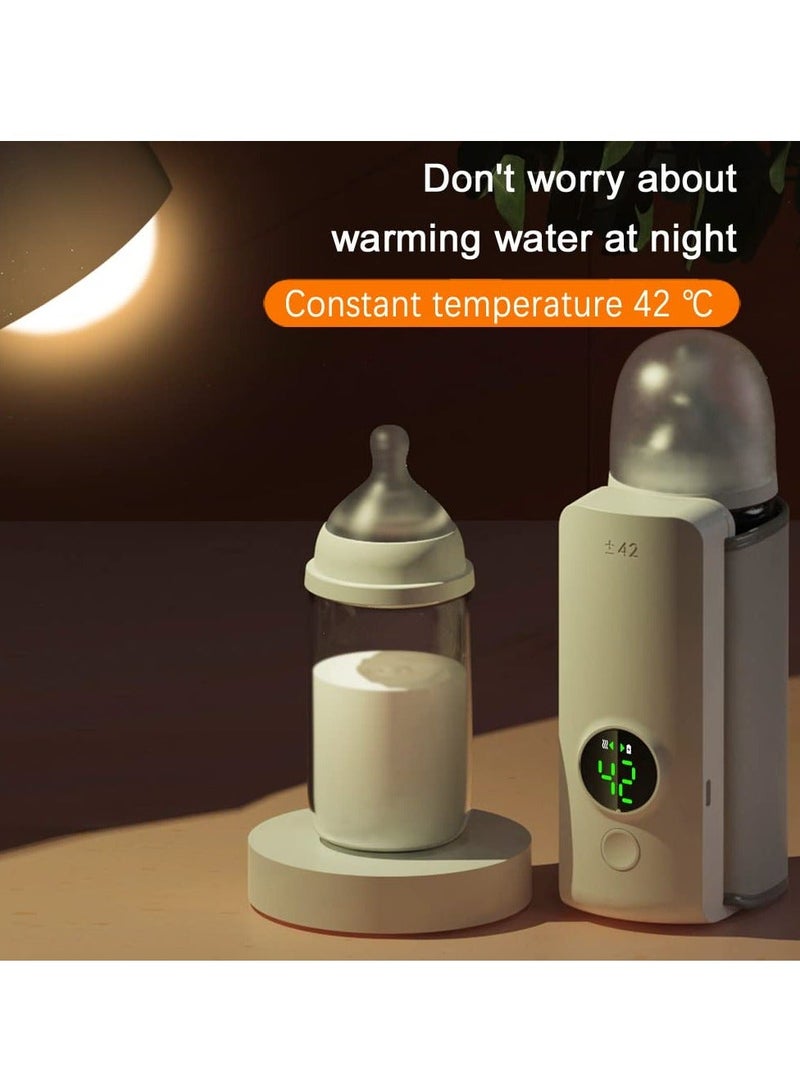 Baby Bottle Warmer with LCD Display, Portable Rechargeable Wireless Water Bottle Warmer