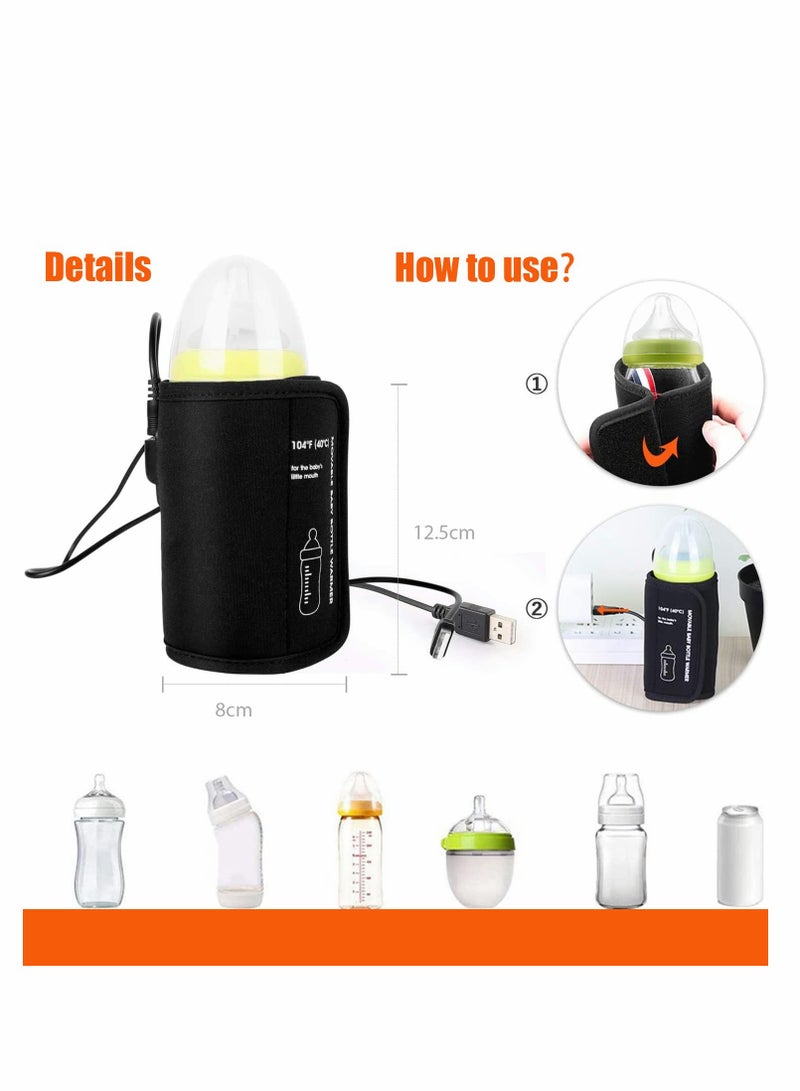 Portable Baby Bottle Warmer Insulation Bag, USB Car Compatible Bottle Cover for On,the,Go Use