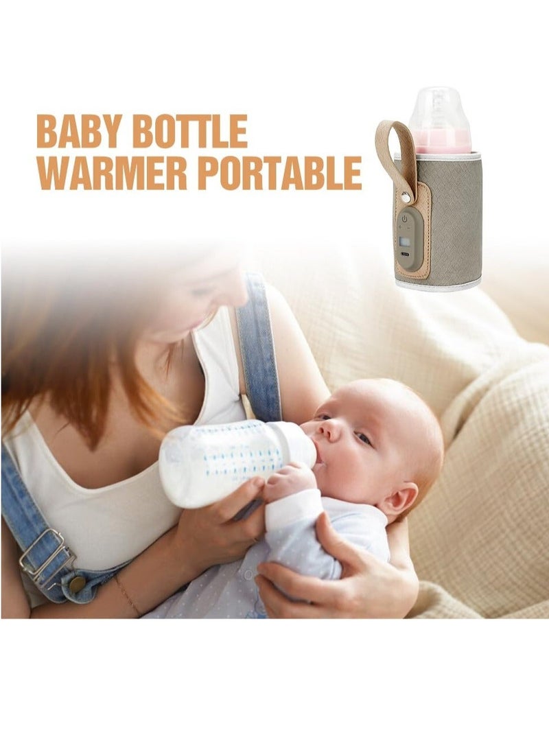 Milk Bottle Heater, Bottle Warmer Portable Baby Bottle Insulation Cover, Portable Baby Bottle Food Warmer, Adjustable Milk Warmer with Temperature Display