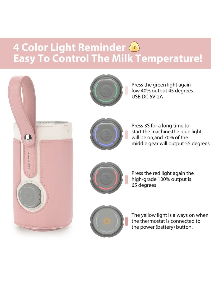 Portable Bottle Warmer, Bottle Warmer with 2A USB Wall Charger, with 3 Temperature Control, USB Baby Bottle Warmer for Breastmilk or Formula for Travel and Other Outdoor Activities