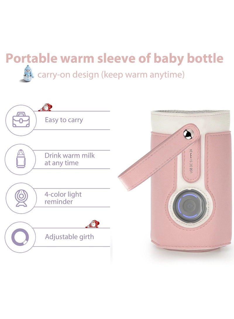 Portable Bottle Warmer, Bottle Warmer with 2A USB Wall Charger, with 3 Temperature Control, USB Baby Bottle Warmer for Breastmilk or Formula for Travel and Other Outdoor Activities