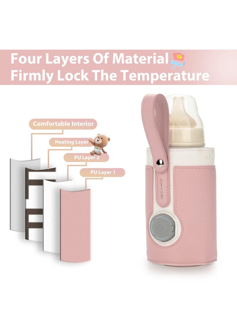 Portable Bottle Warmer, Bottle Warmer with 2A USB Wall Charger, with 3 Temperature Control, USB Baby Bottle Warmer for Breastmilk or Formula for Travel and Other Outdoor Activities