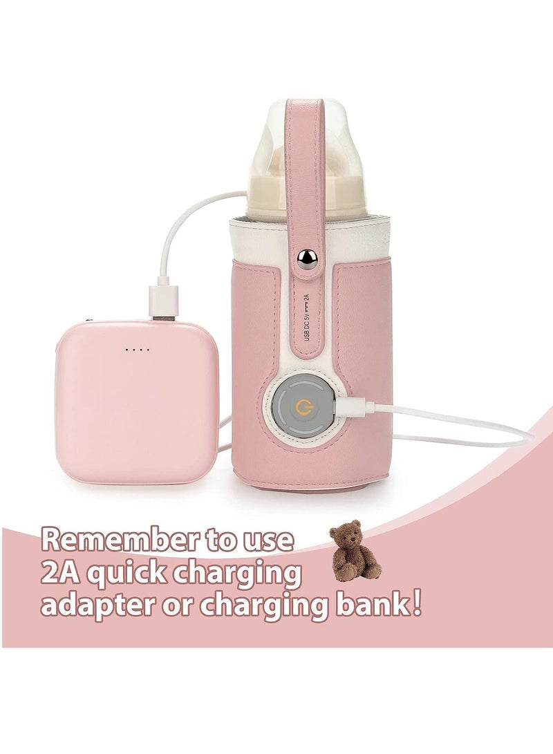 Portable Bottle Warmer, Bottle Warmer with 2A USB Wall Charger, with 3 Temperature Control, USB Baby Bottle Warmer for Breastmilk or Formula for Travel and Other Outdoor Activities