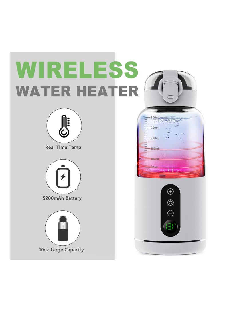 Water Warmer Rechargeable for Formula, BreastMilk, Precise Temp Control, 300ml, Portable Instant Water Warmer for Travel, Smart Wireless Baby Flask for Car, Travel, Outdoor, Battery Powered