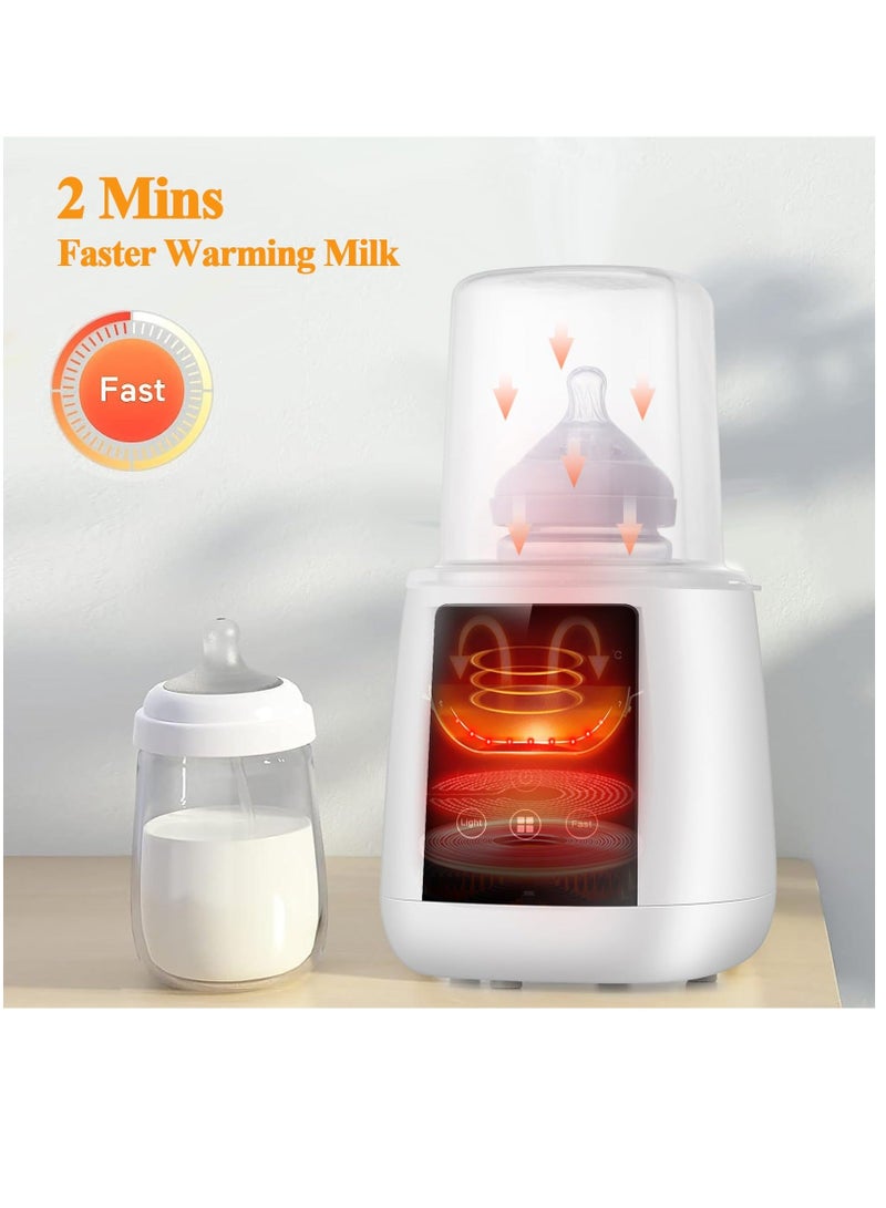 Baby Bottle Warmer, Fast Baby Milk Warmer with Accurate Temperature Control for Breastmilk or Formula, 48H Thermostat, with Defrost, Night Light, Heat Baby Food Jars Function, White