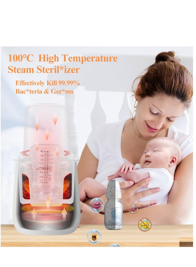 Baby Bottle Warmer, Fast Baby Milk Warmer with Accurate Temperature Control for Breastmilk or Formula, 48H Thermostat, with Defrost, Night Light, Heat Baby Food Jars Function, White