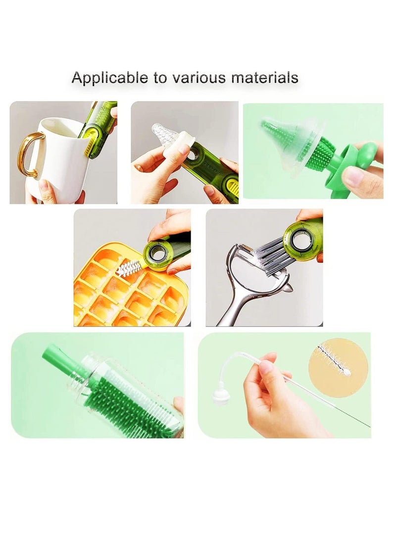 Silicone Baby Bottle Brush Nipple Cleaner 3 in 1 Multifunctional Cleaning Brush, Straw Brushes, Tiny Bottle Gap Cup Lid Crevice Detail Cleaning Brush U-Shaped Silicone Bottle, Portable 4 PCS